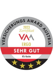 Versicherungs Award Austria für Kfz Kasko mit Auszeichnung sehr gut