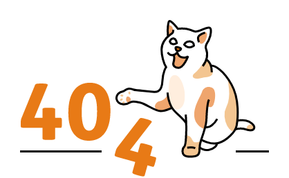 Katze im Comic-Stil mit Text "404"