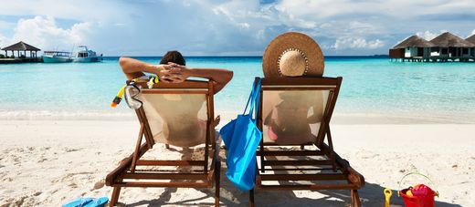 Paar Liegestuhl Meer Strand