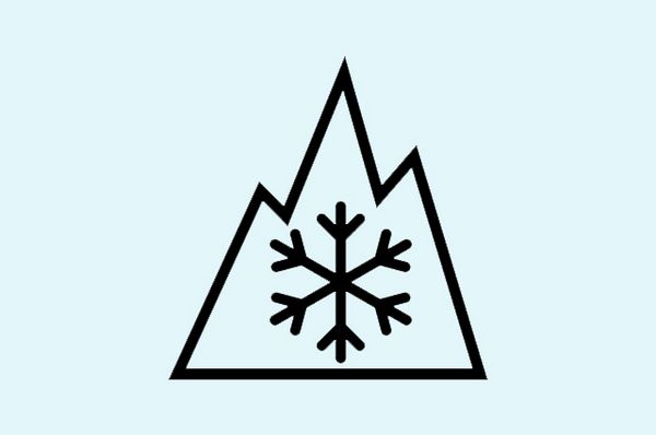 3PMSF-Kennzeichen für Winterreifen: Berg mit Schneeflocke