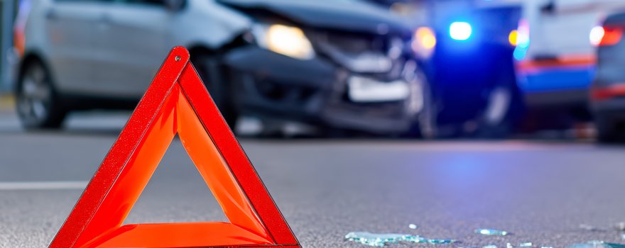 Unfalldreieck mit Blaulicht 