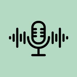 Podcast Cover mit schwarzem Mikrophone Icon und grünem Hintergrund