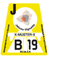 Muster der Pkw Vignette 2019 Muster der Asfinag Pkw Vignette 2019